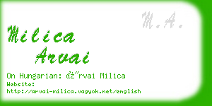 milica arvai business card